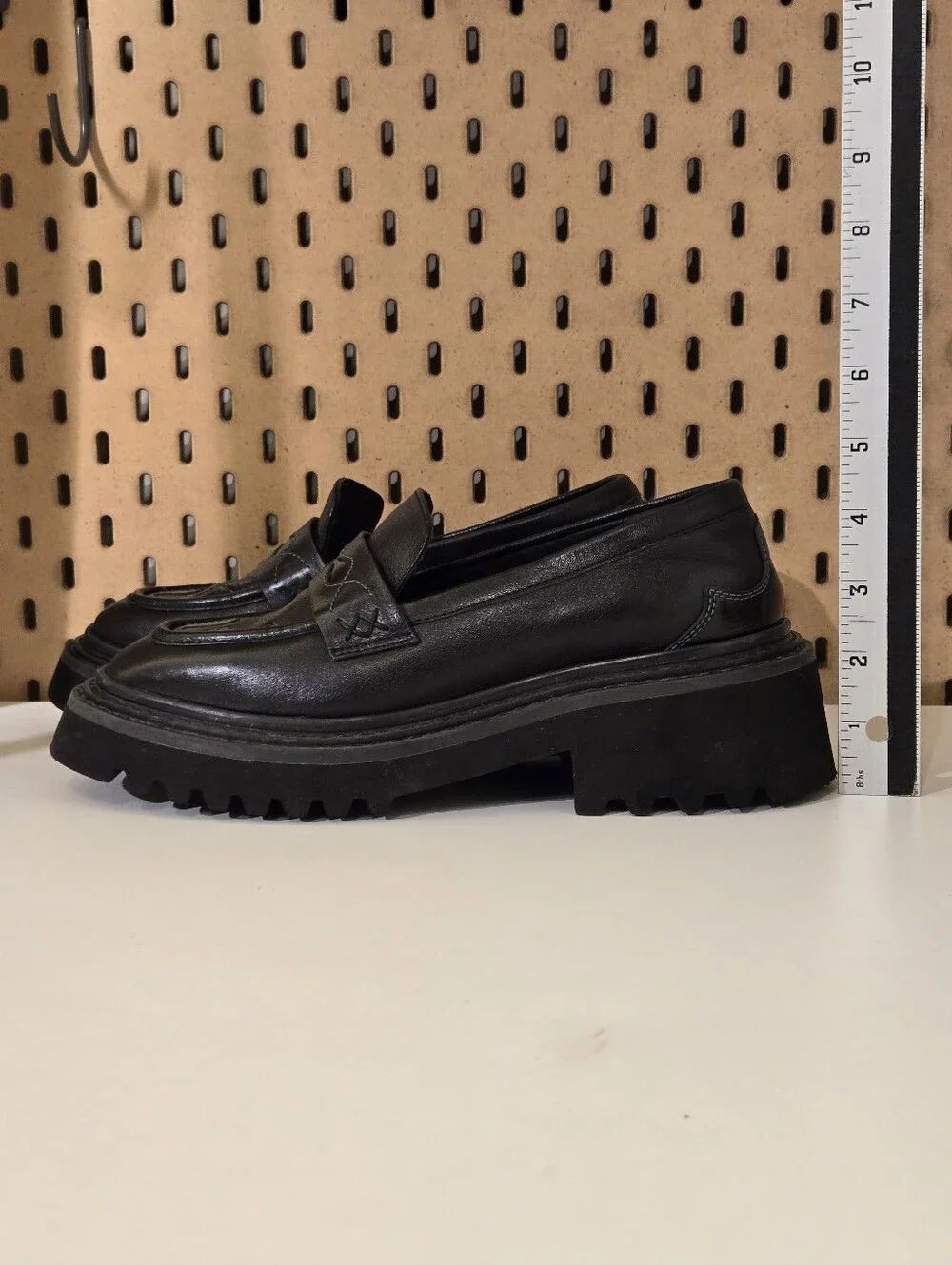 Free People Black Leather Chunky Penny Loafers